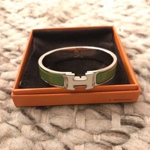 Hermès Clic Clac in Green and Silver